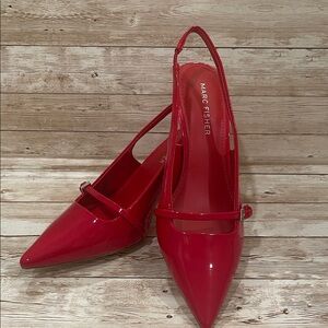 Marc Fisher Women's Remmi Strappy Slingback Pumps Vibrant Red NWT Size 6.5M